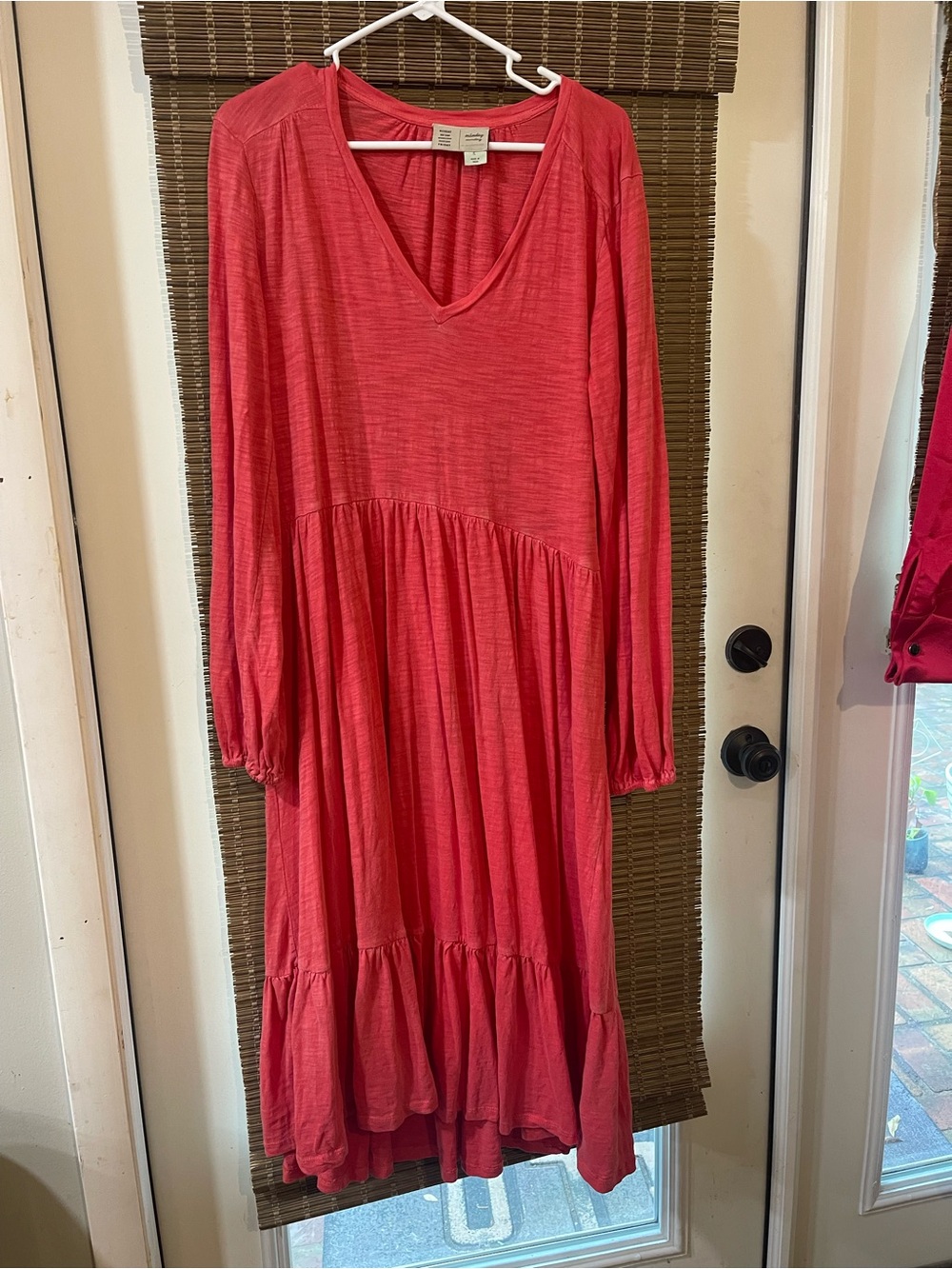 Anthropologie Saturday Sunday Arlo tiered midi Coral Tiered V-Neck Dress